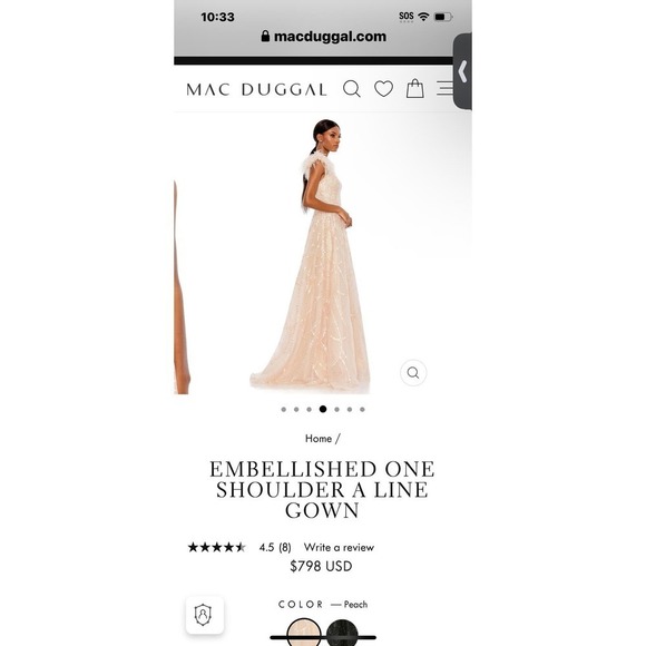 MAC DUGGAL Embellished Feathered One-shoulder Gown in Tulle Size 8 NWT - Picture 6 of 13